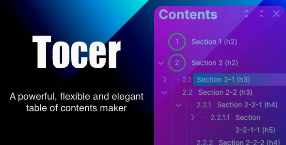 Tocer – table of contents maker WordPress plugin (formerly Fixed Toc)